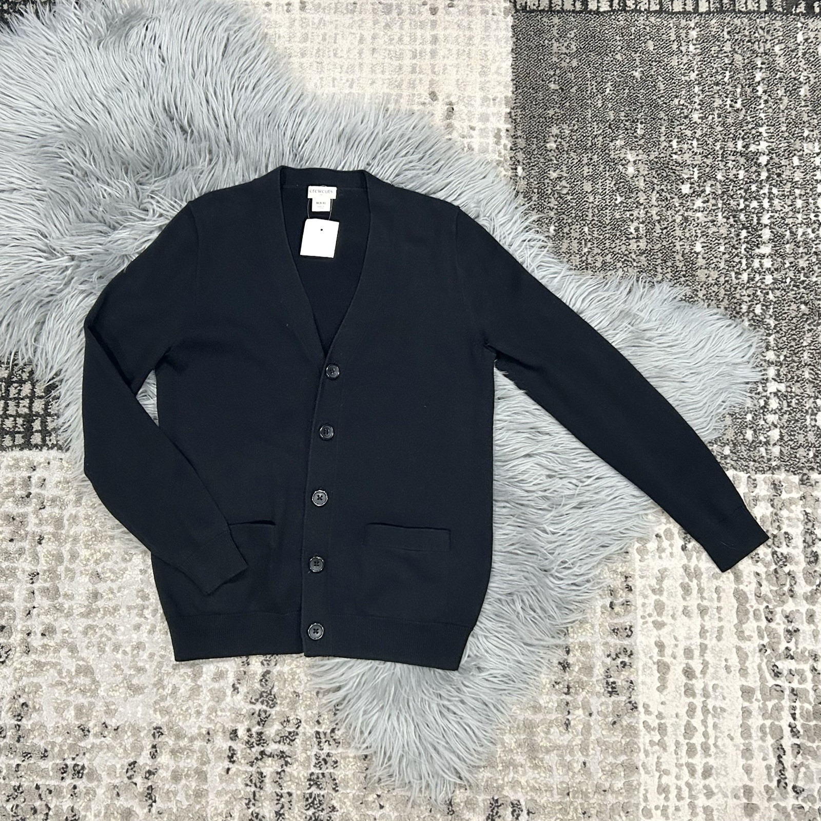 Crewcuts Youth Black Cotton Cardigan Sweater Size Medium 8/9 Nwt